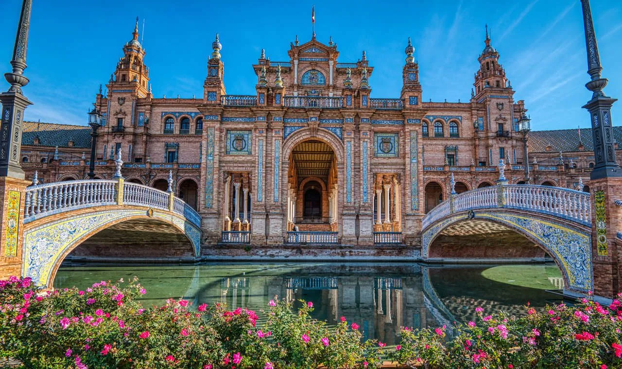 A shot of part of the beautiful Plaza de Espana Seville