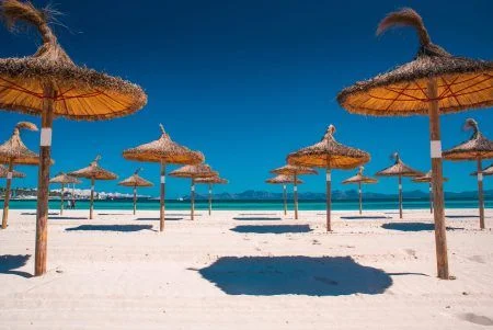 A view to Alcudia Bay from Can Picafort early in the morning, Mallorca
