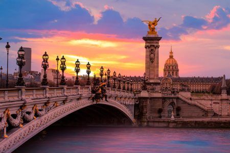 Alexandre III Bridge at an amazing sunset – Paris, France
