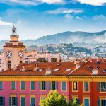 Clock tower at Port Lympia Old Town Nice France