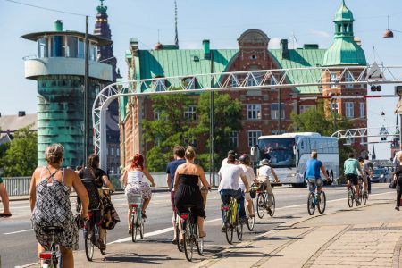 Copenhagen is one of the most bicycle friendly cities in the World. Copenhagen, Denmark in a summer day