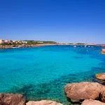 Ibiza Port des Torrent near San Antonio beach in Balearic Islands Spain
