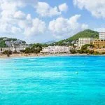 Landscape with Cala Llonga, Ibiza island, Spain