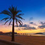 Mallorca sunrise in Magaluf Palmanova beach Magalluf in Balearic Islands Spain