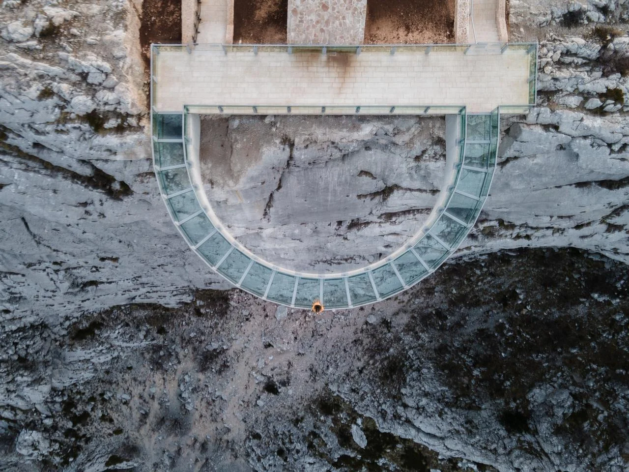 One Person hiker alone at the Biokovo Skywalk in Makarska, Croatia