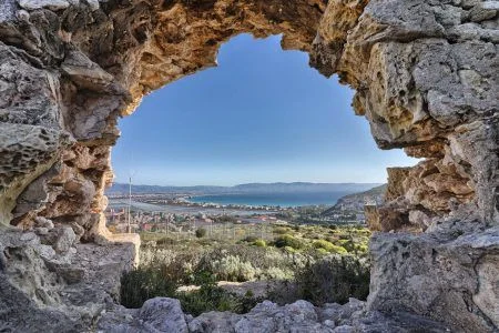 Panorama of the Poetto beach from the Forte di Sant’Elia