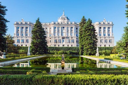 Royal Palace of Madrid, Spain, view from the Sabatini Gardens.