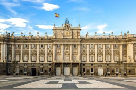 Royal Palace of Madrid on a beautiful summer day, Spain