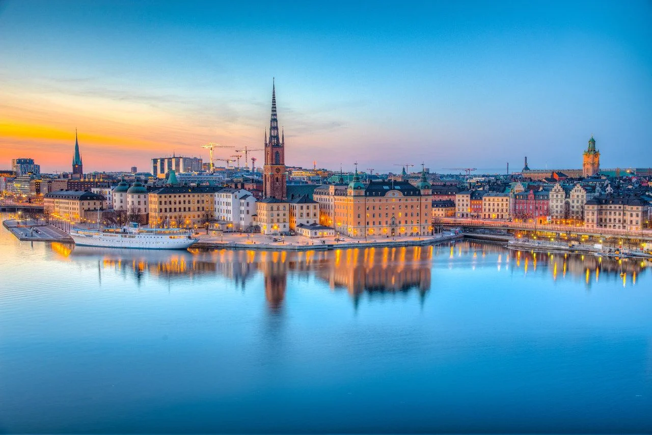Sunset view of Gamla stan in Stockholm from Sodermalm island, Sweden