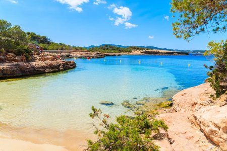 View of beautiful Cala Gracioneta beach, Ibiza island, Spain