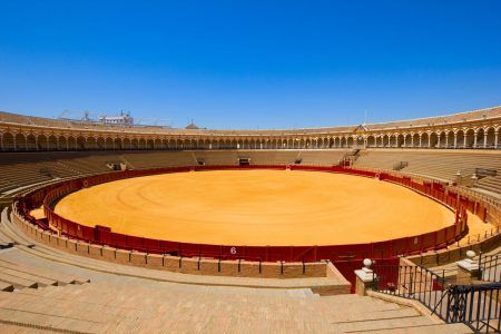 bullring arena, plaza de toros in Seville, Spain