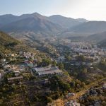 Aerial view of Delvine : Delvina in Albania. Taken in autumn with beautiful mountains in background.