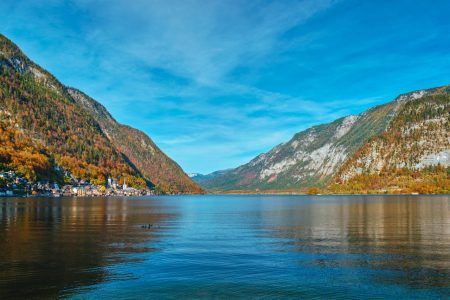 Austrian tourist destination Hallstatt village on Hallstatter See lake in Austrian alps. Salzkammergut region, Austria