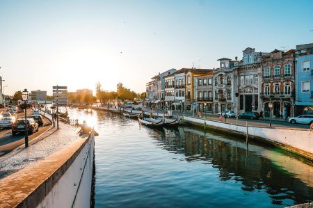 Aveiro River on a sunny afternoon on a summer day