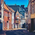 Beautiful Streets of the Old City. Odense, Denmark.