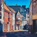 Beautiful Streets of the Old City. Odense, Denmark.