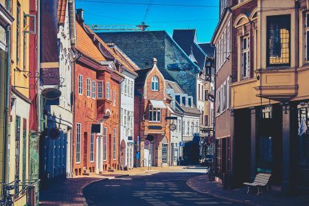 Beautiful Streets of the Old City. Odense, Denmark.