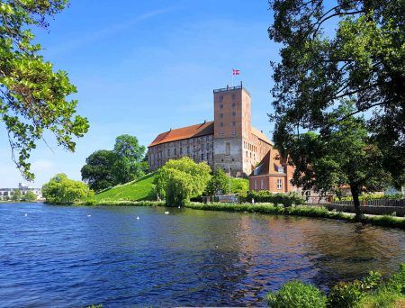 Castle by a lake in Kolding, Denmark