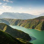 Fierza reservoir in Albania between Kukes and Fierze