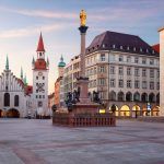 Munich. Cityscape image of Marien Square in Munich, Germany during sunrise.