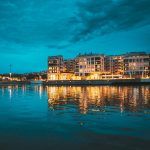 Oslo, Norway. Scenic Night Evening View Of Illuminated Residential Area District Downtown Sorenga.