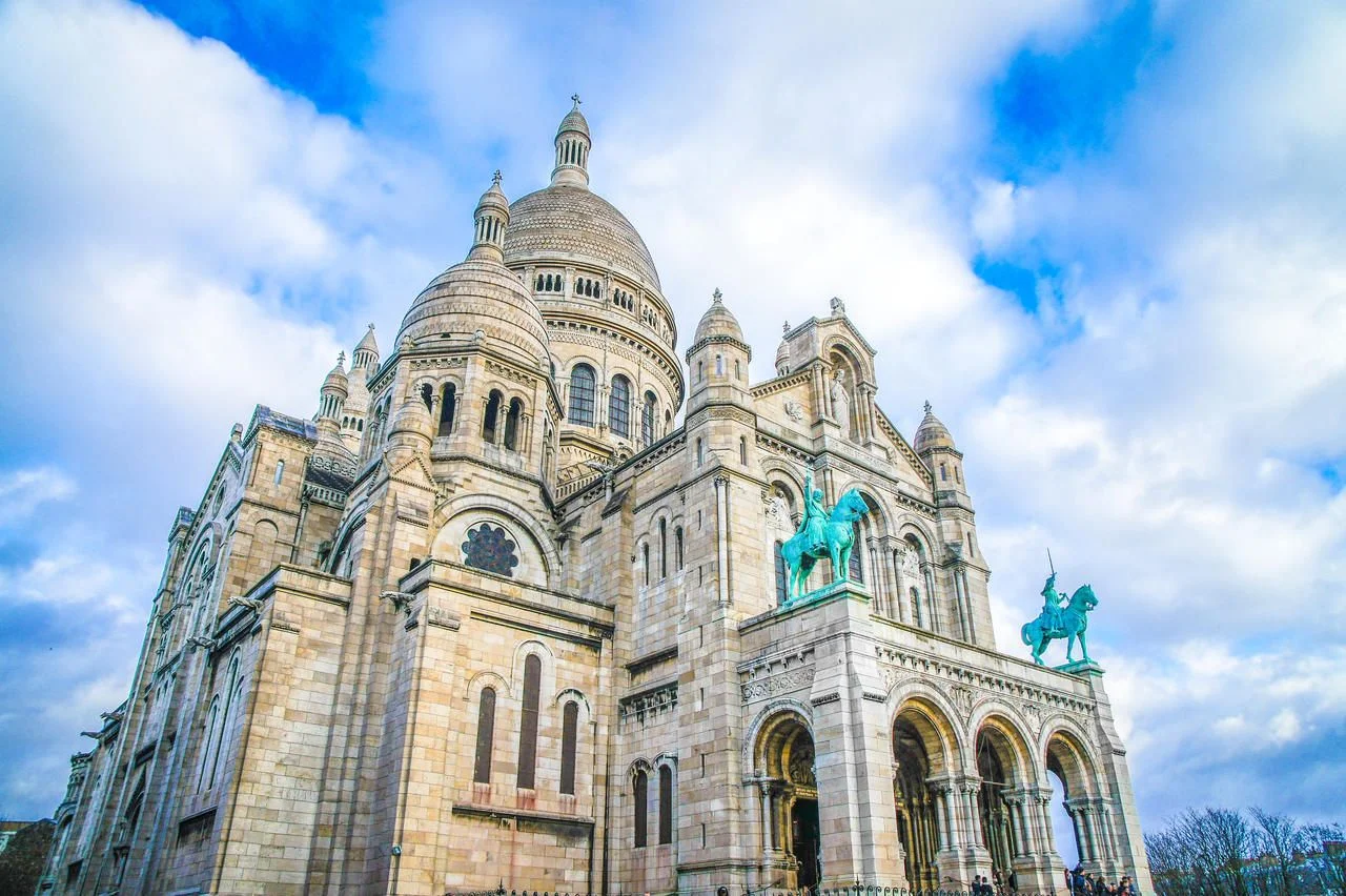 Sacre-Coeur Basilica, a Roman Catholic church and minor basilica at the summit of the butte Montmartre in Paris