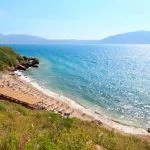 Small beach on beautiful summer Adriatic Sea Vlore coast, Albania.