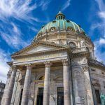 The Marble Church (Frederik’s Church) in Copenhagen, Denmark. The church lies in line with Amalienborg castle and The Opera in the middle of the elegant area of Frederiksstaden.