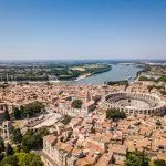 Aerial view of Arles Cityscapes, Provence, France