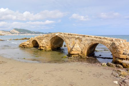 The Venetian Bridge of Argassi in Zakynthos. The bridge is a sightseeing location that many tourists visit. Zakynthos island, Greece,
