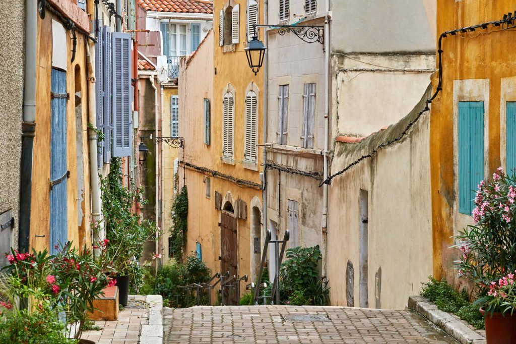 Typical view of the old quarter Panier of Marseille in South France