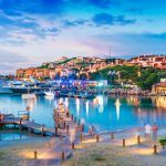 View of the port and the village of Porto Cervo, Sardinia, Italy