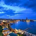 Aerial view of Saint Julian’s Bay in the Blue Hour, Malta