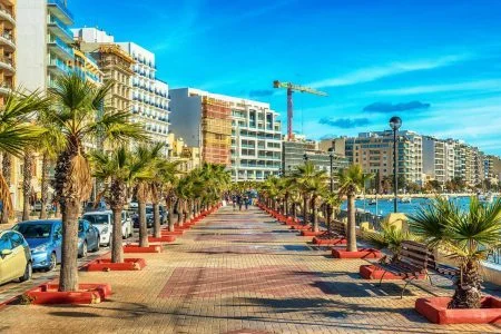 Malta Sliema Promenade and Morning Stream