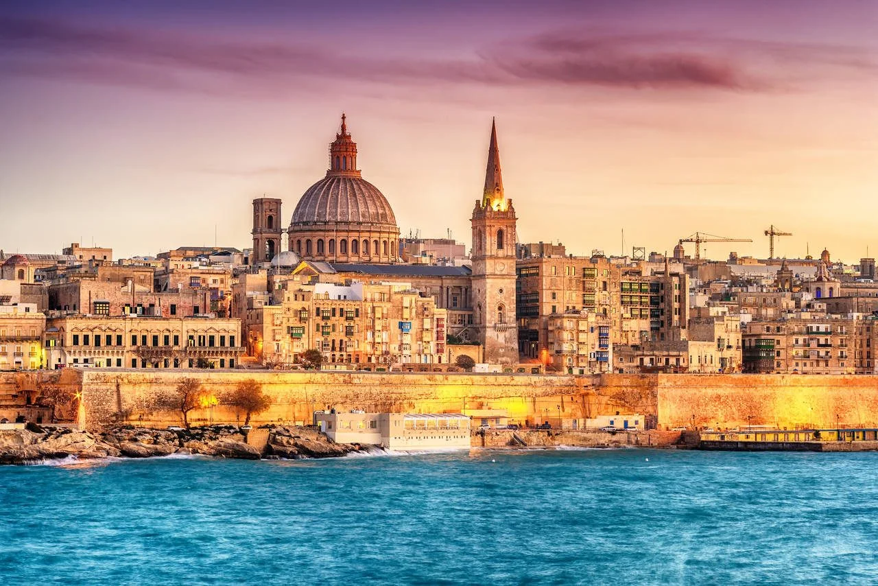 Valletta, Malta Skyline of Marsans Harbor at sunset