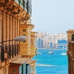 Valletta street view on Gzira town at Grand Harbor, Malta