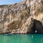 Wonder of Nature – An inland seawater lagoon on the island of Gozo near San Lawrenz in Malta. An inland sea connected to the Mediterranean Sea by a sea cave visible in the photo.