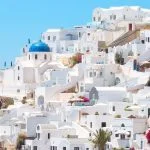 Greece, typical foreshortening of Imerovigli, Santorini