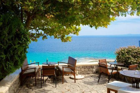 Streets of Afytos – small village on Kassandra peninsula, Chalkidiki, Greece