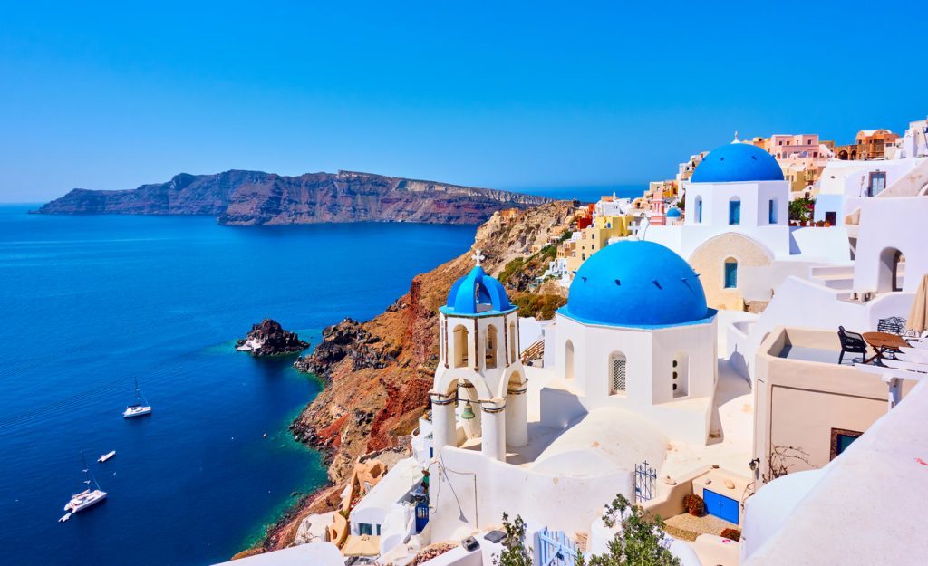 View of the town of Oia on the island of Santorini in Greece – Greek landscape