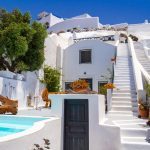 White architecture of Fira town on Santorini island, Greece
