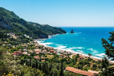 Agios Gordis beach, island Corfu, Greece.