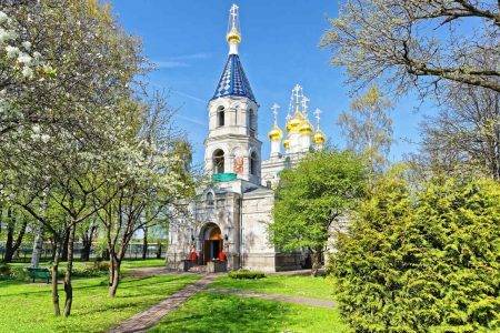 St Nicholas Orthodox Church in Ventspils in Latvia. Ventspils is a city in the Courland region of Latvia. Latvia is a country in the Baltic region.