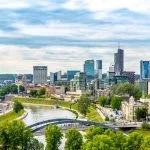 VILNIUS, LITHUANIA – Aerial view Vilnius old city,.