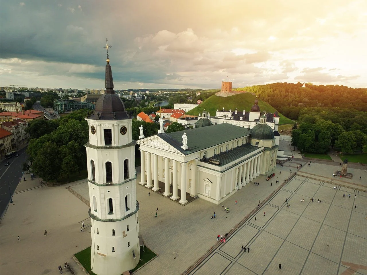 Vilnius cathedral drone – Vilnius cathedral aerial – Vilnius cathedral from above