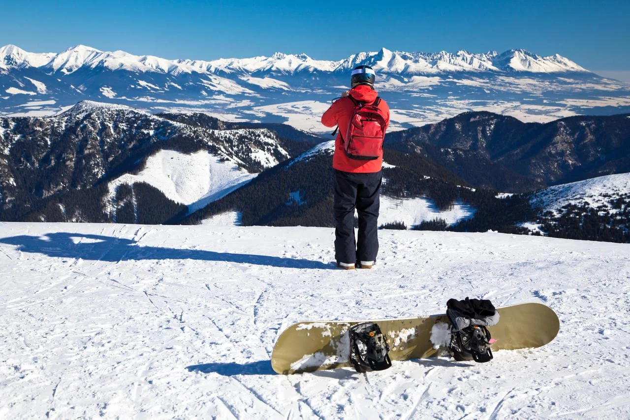 Snowboarder on the hill Chopok, Slovakia Jasna Low Tatras