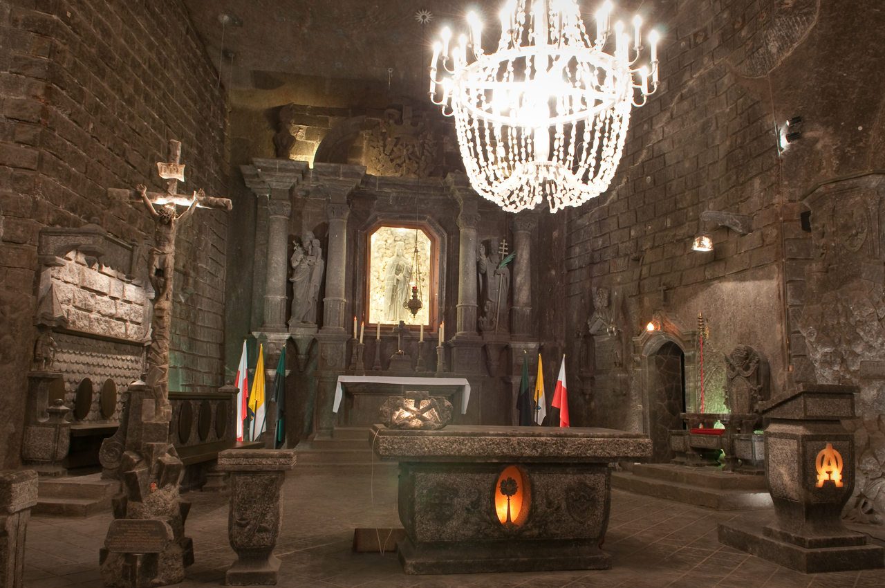 Altar in the Wieliczka Salt mine. UNESCO World Heritage Site