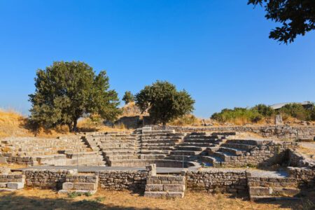 Ancient ruins in Troy Turkey – travel background