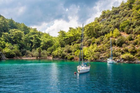 Beautiful Gocek Islands in Turkey with boat