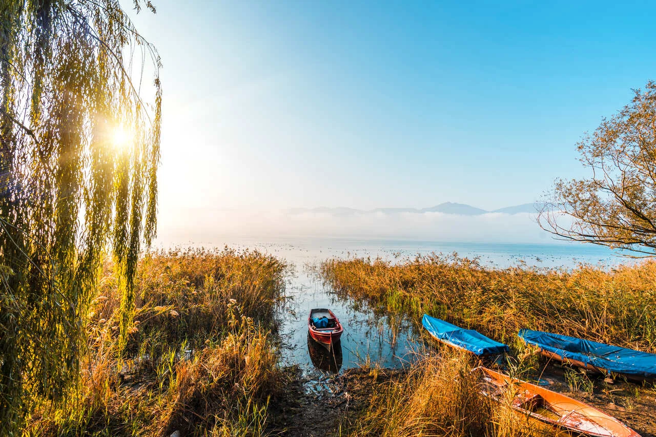 Sunrise on the Lake Sapanca. Lake Sapanca is a fresh water lake in Turkey. Autumn time season